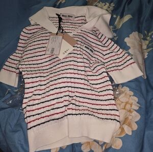 Miu Miu Women's Striped Sweater - White, Red, and Black